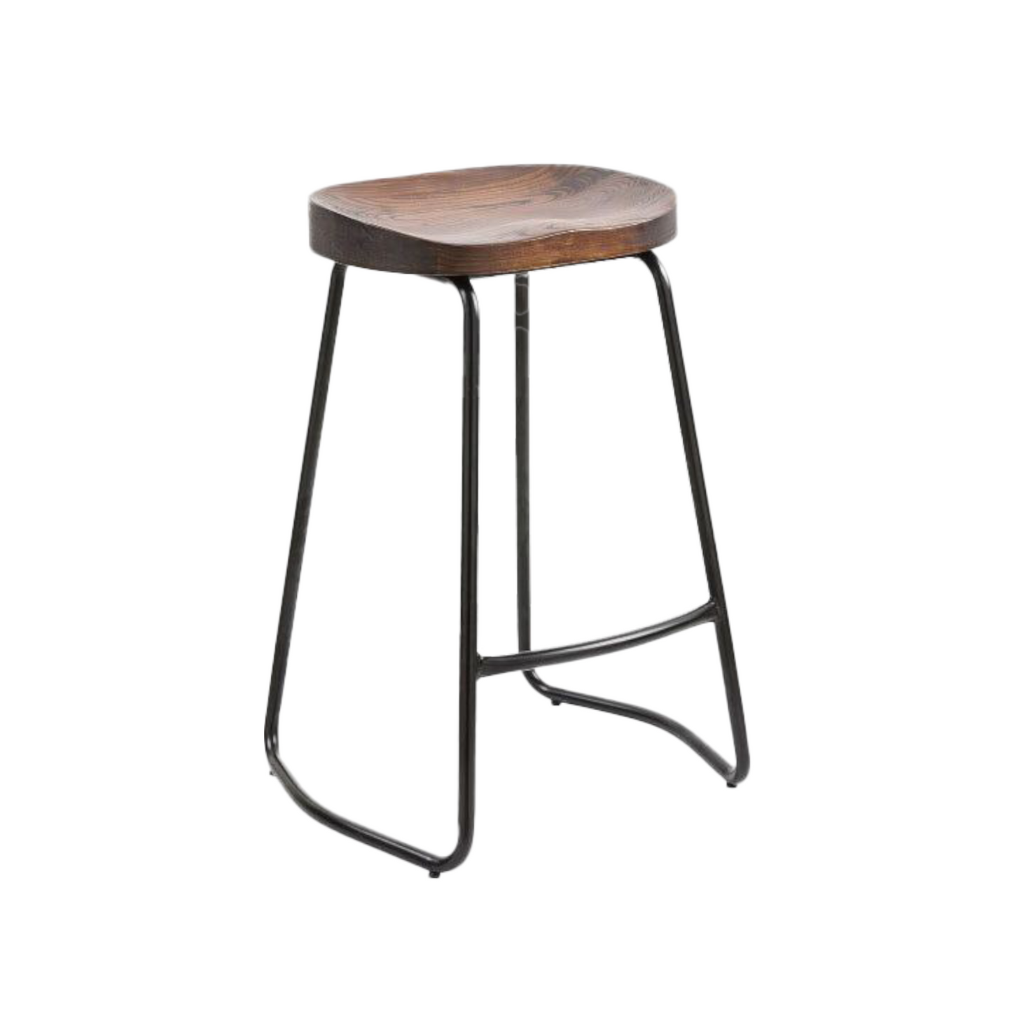 Bar Chair with Wooden Seat – Backless Industrial Style